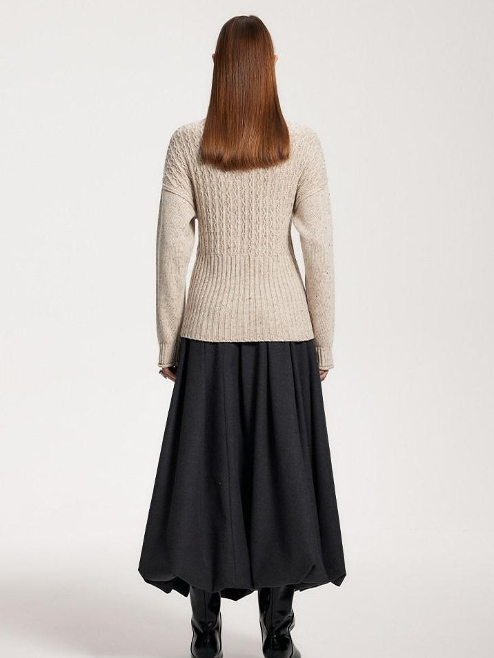 someonesometimes Acrylic Blend Speckled Beige Crew Neck Pullover Office Knitwear Sweaters