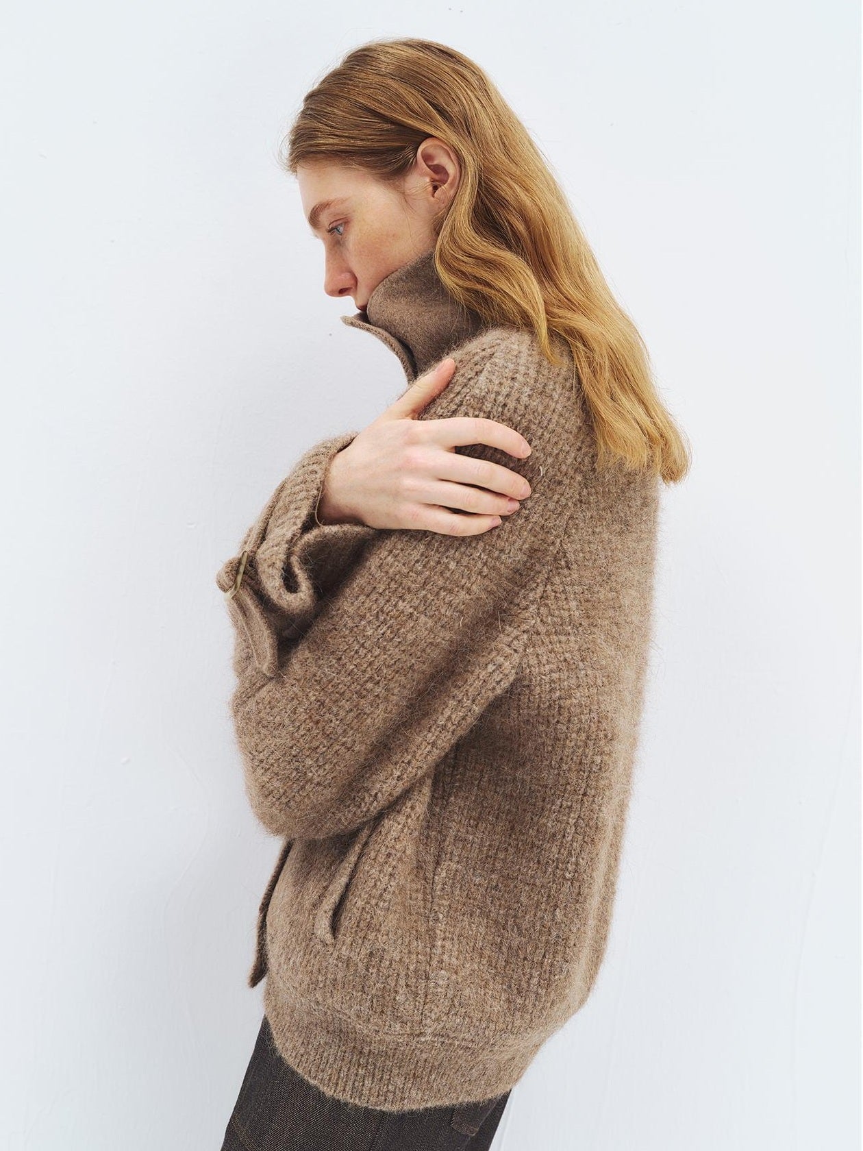 someonesometimes Alpaca Blend Double Breasted Casual Loose Fit Women Lapel Dusty Camel Short Coat