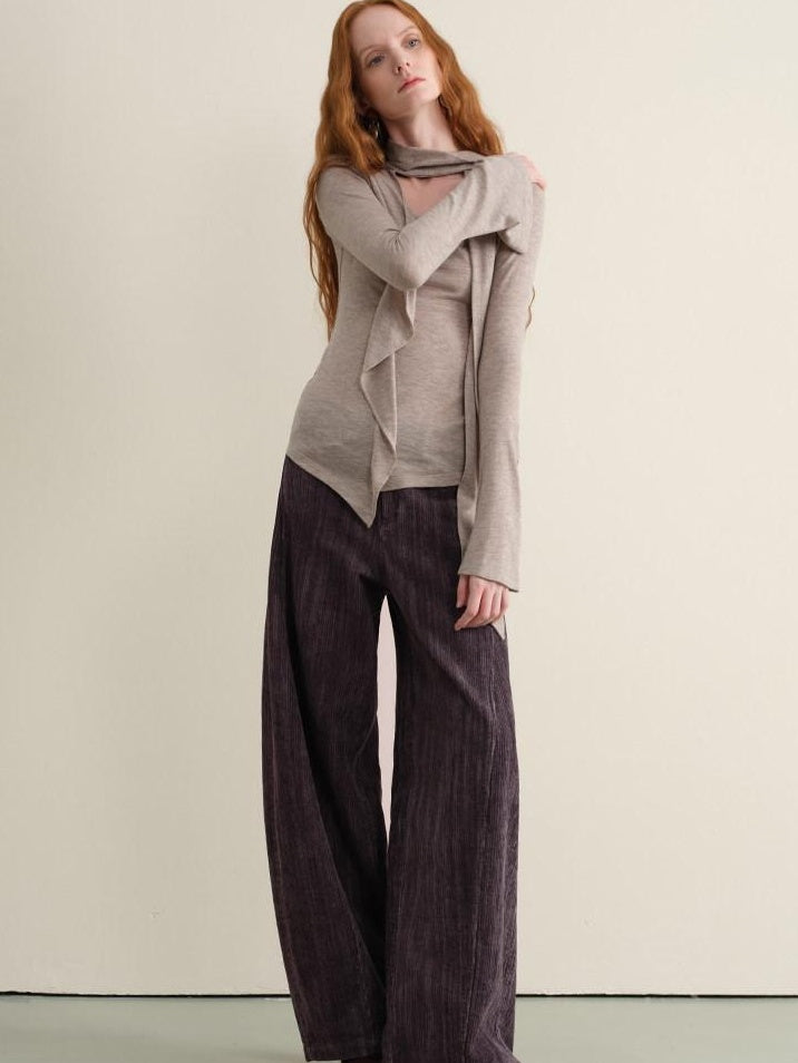 someonesometimes Anti Pill Wool Blend Slim Fit Casual Ruffle Bell Sleeve U Neck Pullover Sweaters