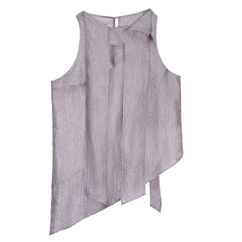 someonesometimes_Asymmetrical_Fringe_Slim_Fit_Strap_Solid_Silver_Purple_Long_Sleeve_Crop_Tops_MISSTT