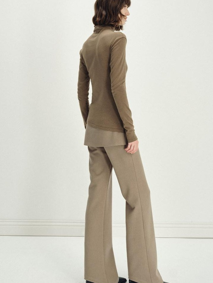 someonesometimes Asymmetrical Tie Natural Waist Micro Flare Women Polyester Blend Flared Pants