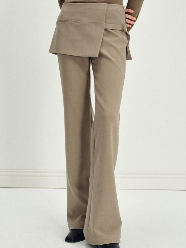 someonesometimes Asymmetrical Tie Natural Waist Micro Flare Women Polyester Blend Flared Pants