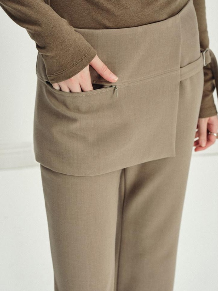 someonesometimes Asymmetrical Tie Natural Waist Micro Flare Women Polyester Blend Flared Pants
