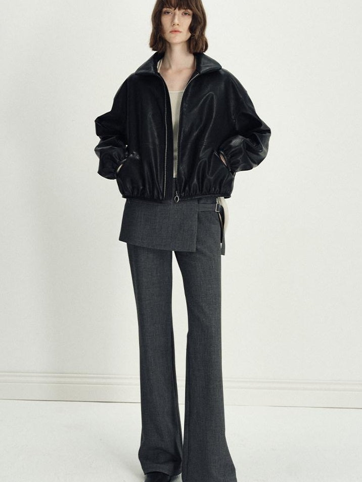 someonesometimes Asymmetrical Tie Natural Waist Micro Flare Women Polyester Blend Flared Pants