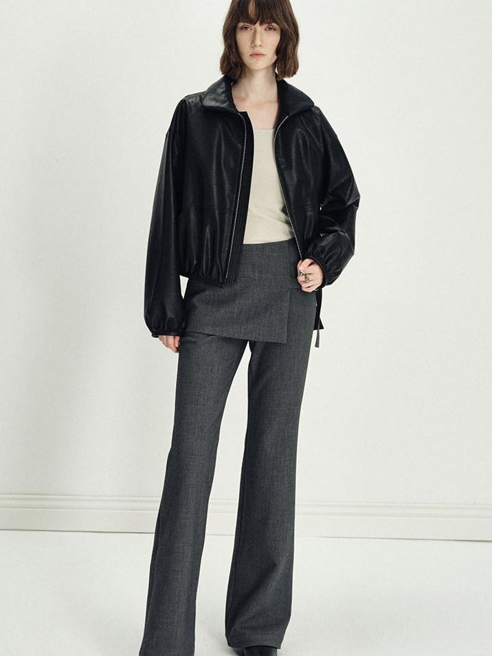 someonesometimes Asymmetrical Tie Natural Waist Micro Flare Women Polyester Blend Flared Pants