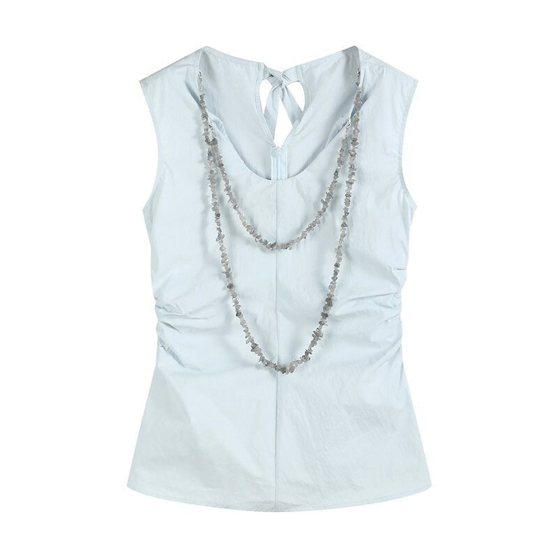 someonesometimes_Chain_Accent_Original_Slim_Fit_Strappy_Solid_Aqua_Cotton_Blend_Tank_Tops_MISSTT