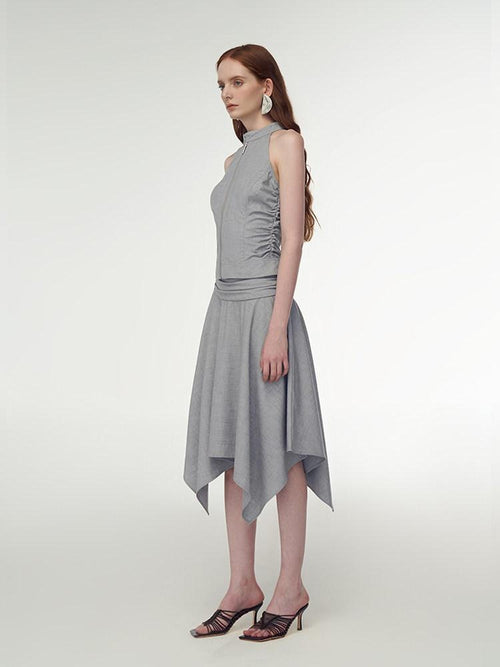 someonesometimes Chic Gray Cropped Top Midi Skirt Young Women S M L Top & Skirt Sets