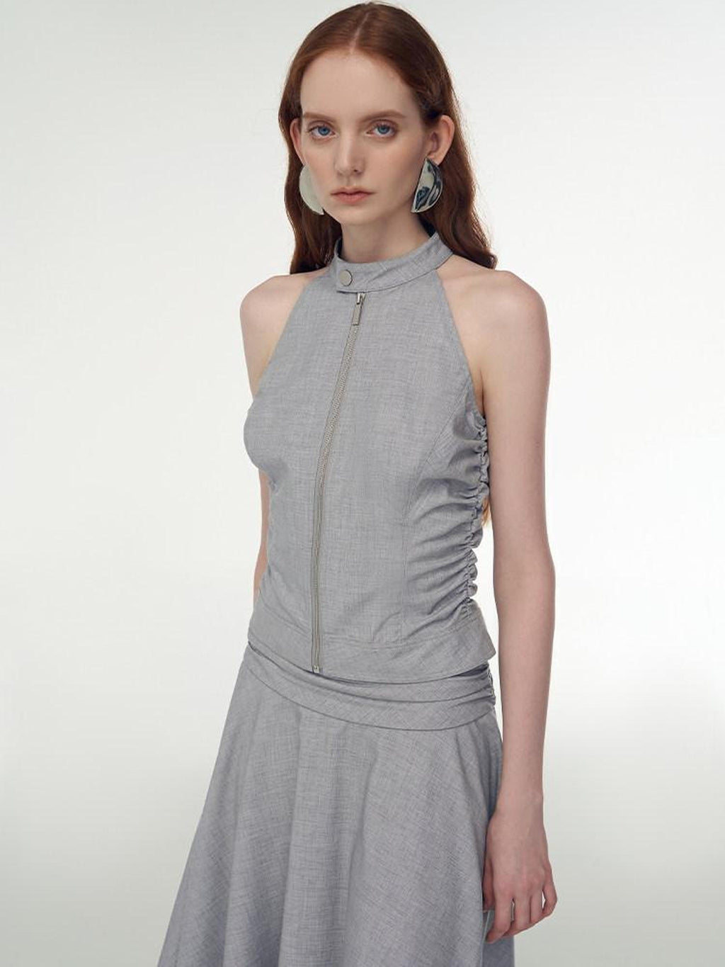 someonesometimes Chic Gray Cropped Top Midi Skirt Young Women S M L Top & Skirt Sets