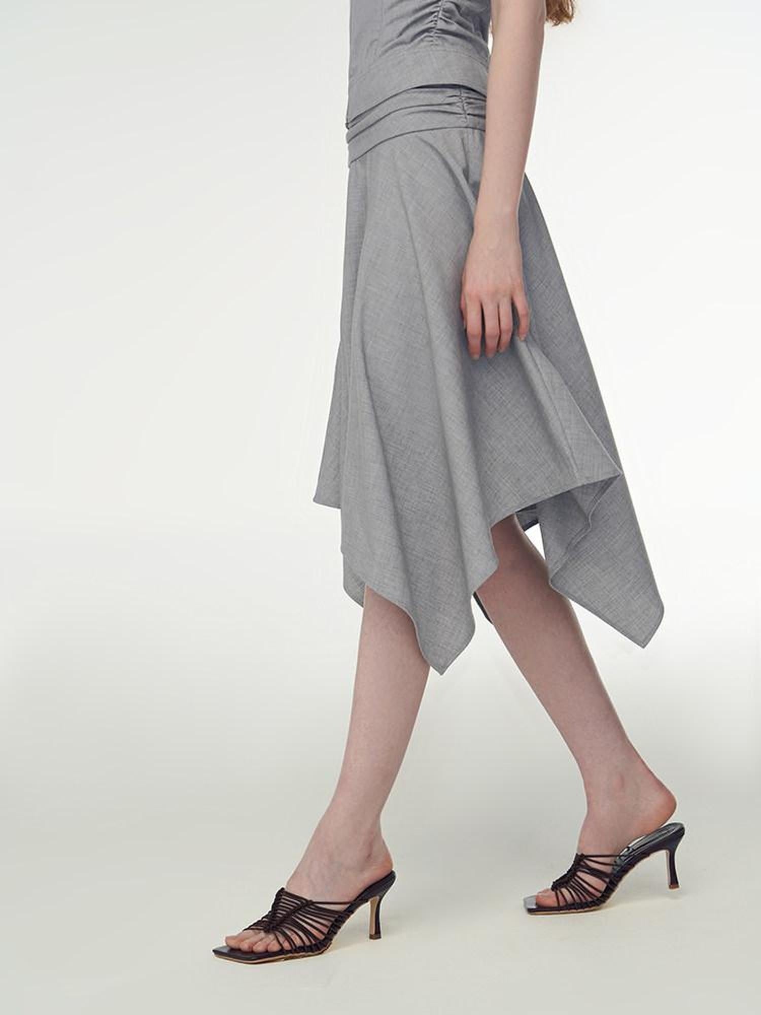someonesometimes Chic Gray Cropped Top Midi Skirt Young Women S M L Top & Skirt Sets