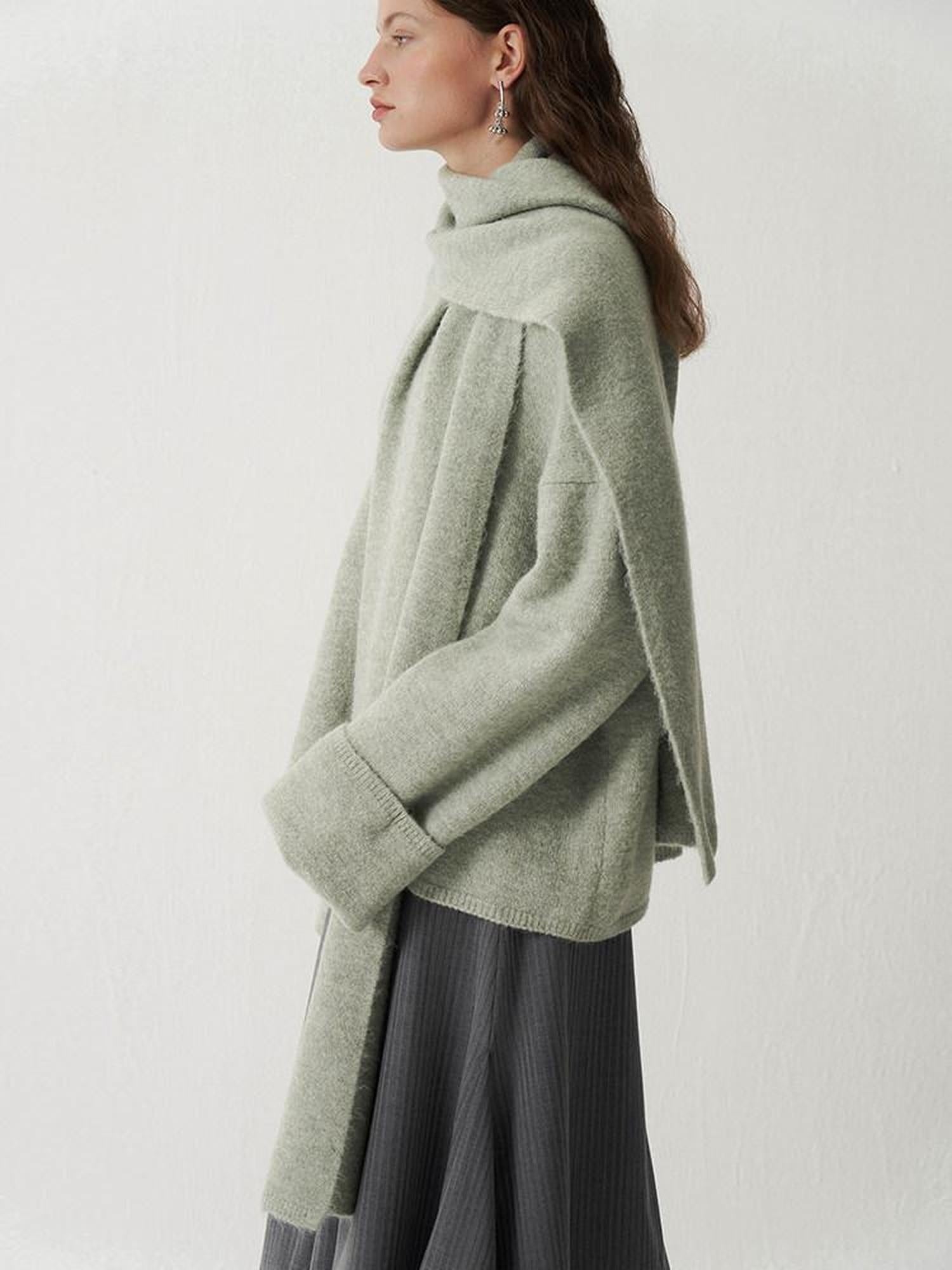 someonesometimes Cozy Acrylic Blend Round Neck Mid Length Commuter Knit Pullover Sweaters