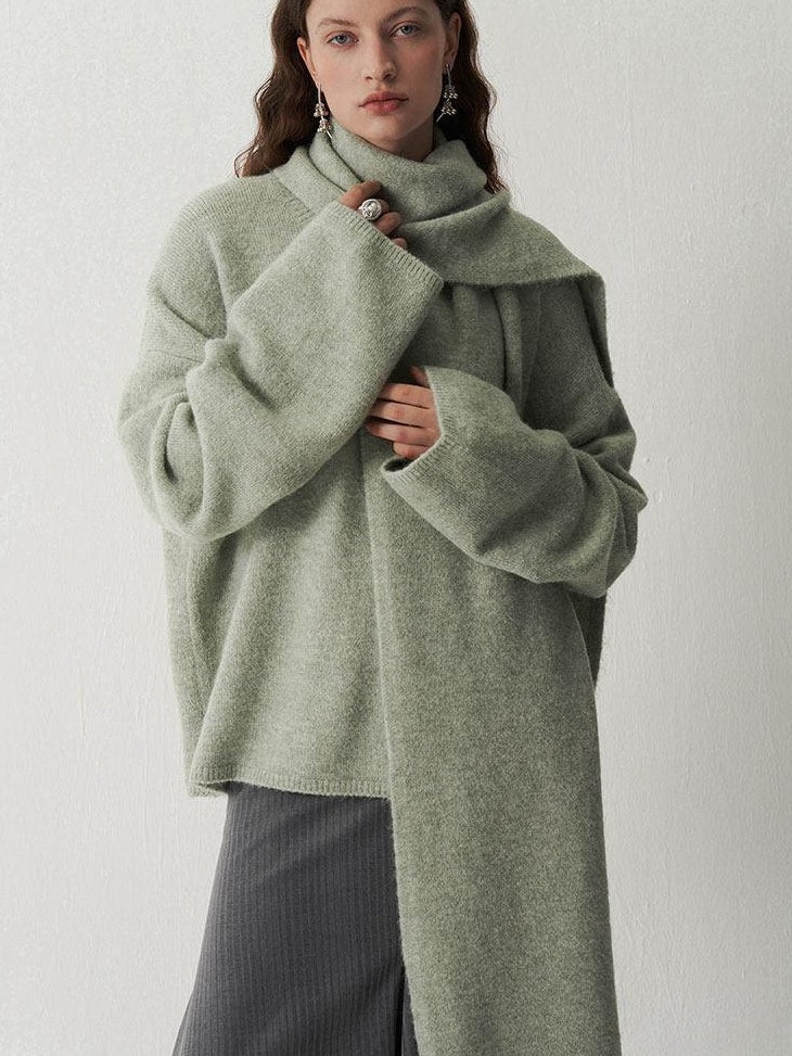 someonesometimes Cozy Acrylic Blend Round Neck Mid Length Commuter Knit Pullover Sweaters