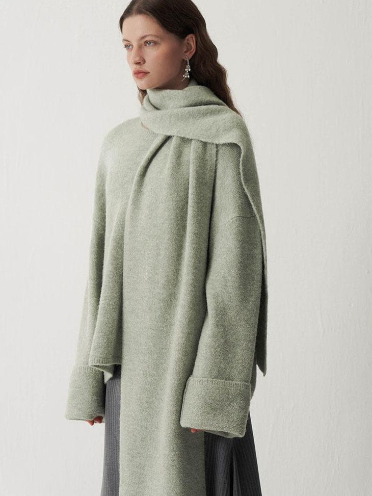 someonesometimes Cozy Acrylic Blend Round Neck Mid Length Commuter Knit Pullover Sweaters