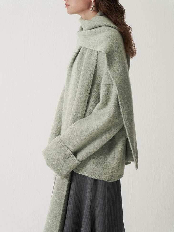 someonesometimes Cozy Acrylic Blend Round Neck Mid Length Commuter Knit Pullover Sweaters