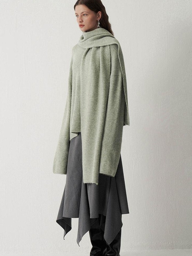 someonesometimes Cozy Acrylic Blend Round Neck Mid Length Commuter Knit Pullover Sweaters