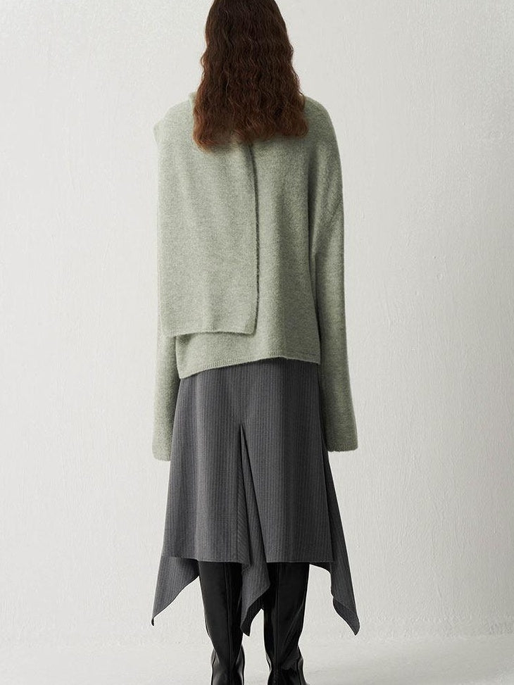 someonesometimes Cozy Acrylic Blend Round Neck Mid Length Commuter Knit Pullover Sweaters