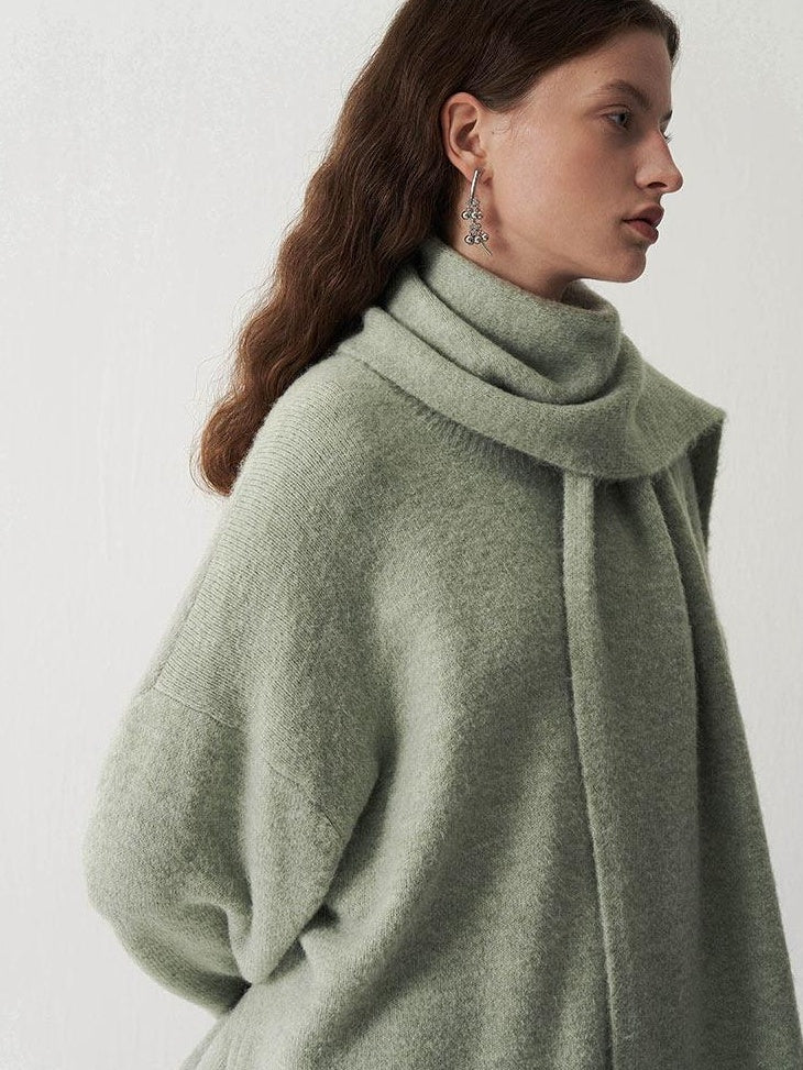 someonesometimes Cozy Acrylic Blend Round Neck Mid Length Commuter Knit Pullover Sweaters