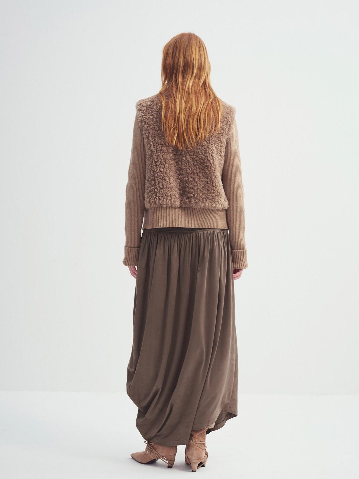 someonesometimes Cozy Stand Collar Button Loose Fit Two Piece Women Grey Brown Faux Fur Coats