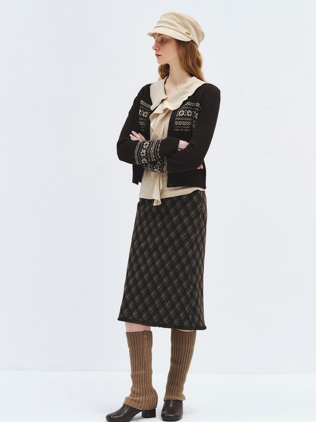 someonesometimes Cozy Wool Alpaca Blend Casual Geometric Button Round Neck Women Cardigans