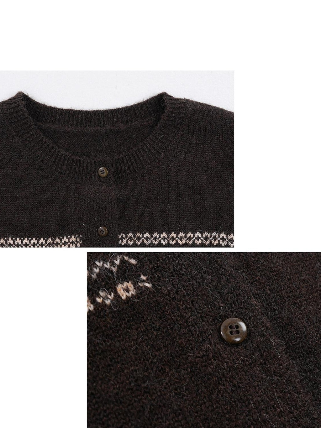 someonesometimes Cozy Wool Alpaca Blend Casual Geometric Button Round Neck Women Cardigans
