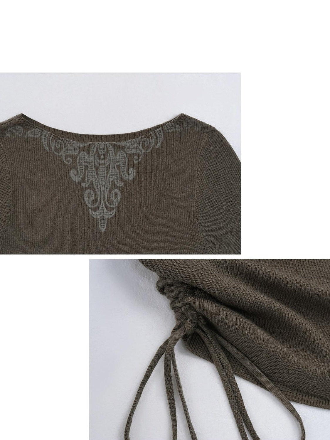 someonesometimes Cozy Wool Blend Printed Slim Fit Boat Neck Women Knit Mud Gray Sweaters