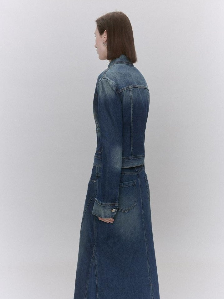 someonesometimes Distressed Low Waist Workwear Aline Fishtail Womens Denim Maxi Skirts