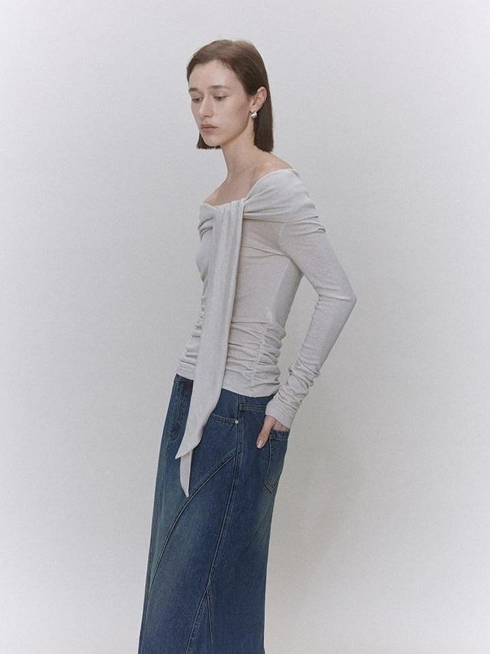 someonesometimes Distressed Low Waist Workwear Aline Fishtail Womens Denim Maxi Skirts
