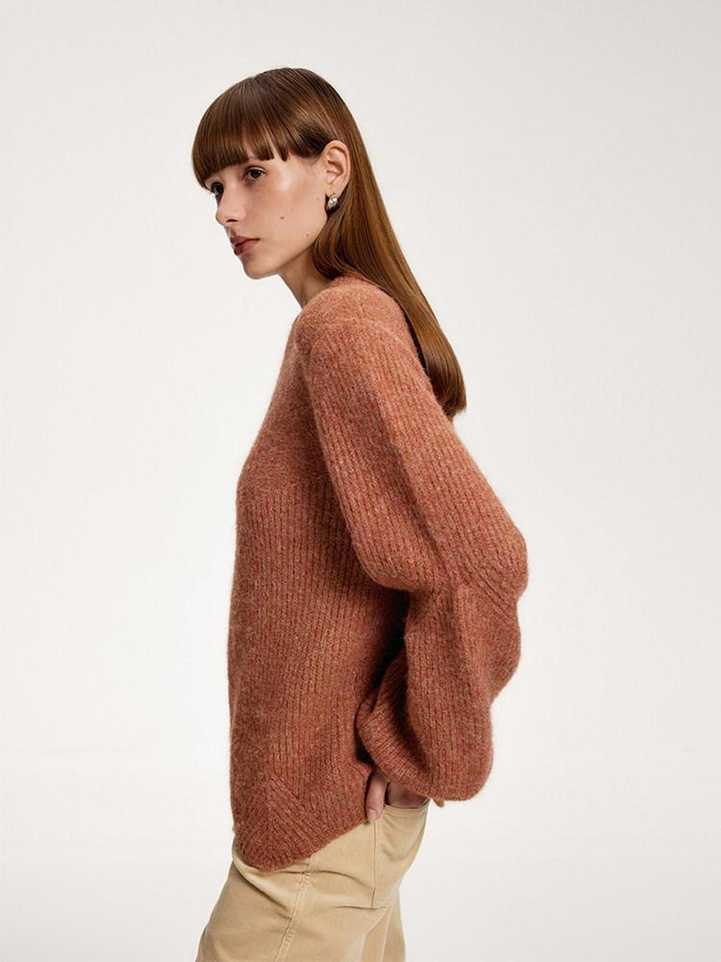 someonesometimes Eco Recycled Fiber Office Round Neck Pullover Womens Knit Sweaters