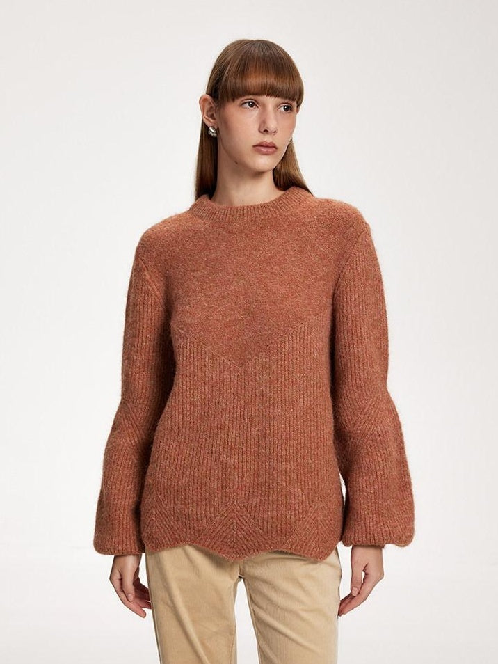 someonesometimes Eco Recycled Fiber Office Round Neck Pullover Womens Knit Sweaters