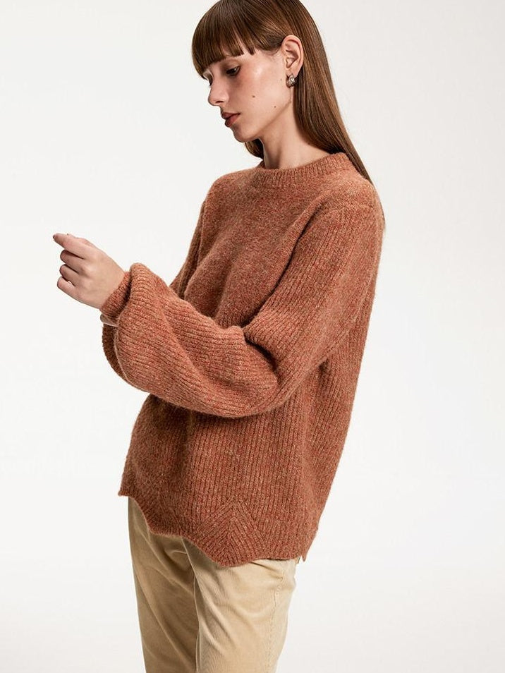 someonesometimes Eco Recycled Fiber Office Round Neck Pullover Womens Knit Sweaters