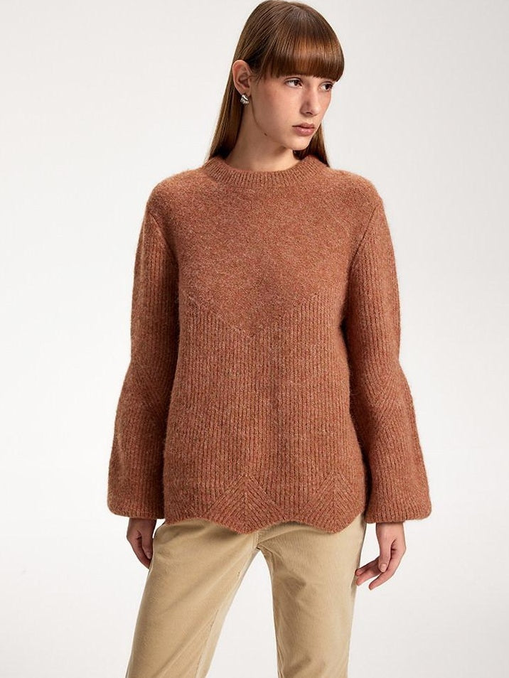 someonesometimes Eco Recycled Fiber Office Round Neck Pullover Womens Knit Sweaters