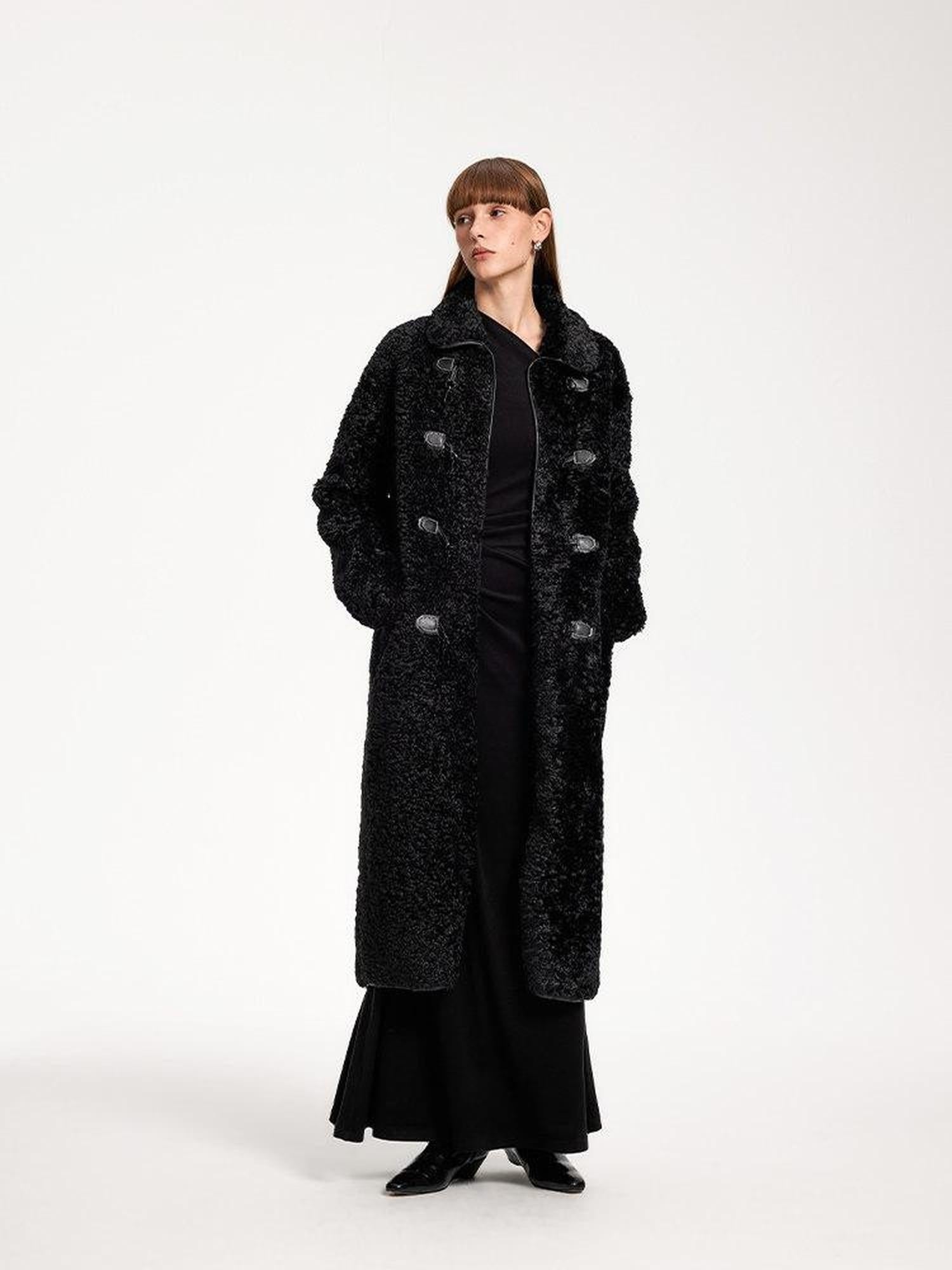 someonesometimes Elegant Long Sleeve Acrylic Blend Asymmetric Hem Women Black Maxi Dresses