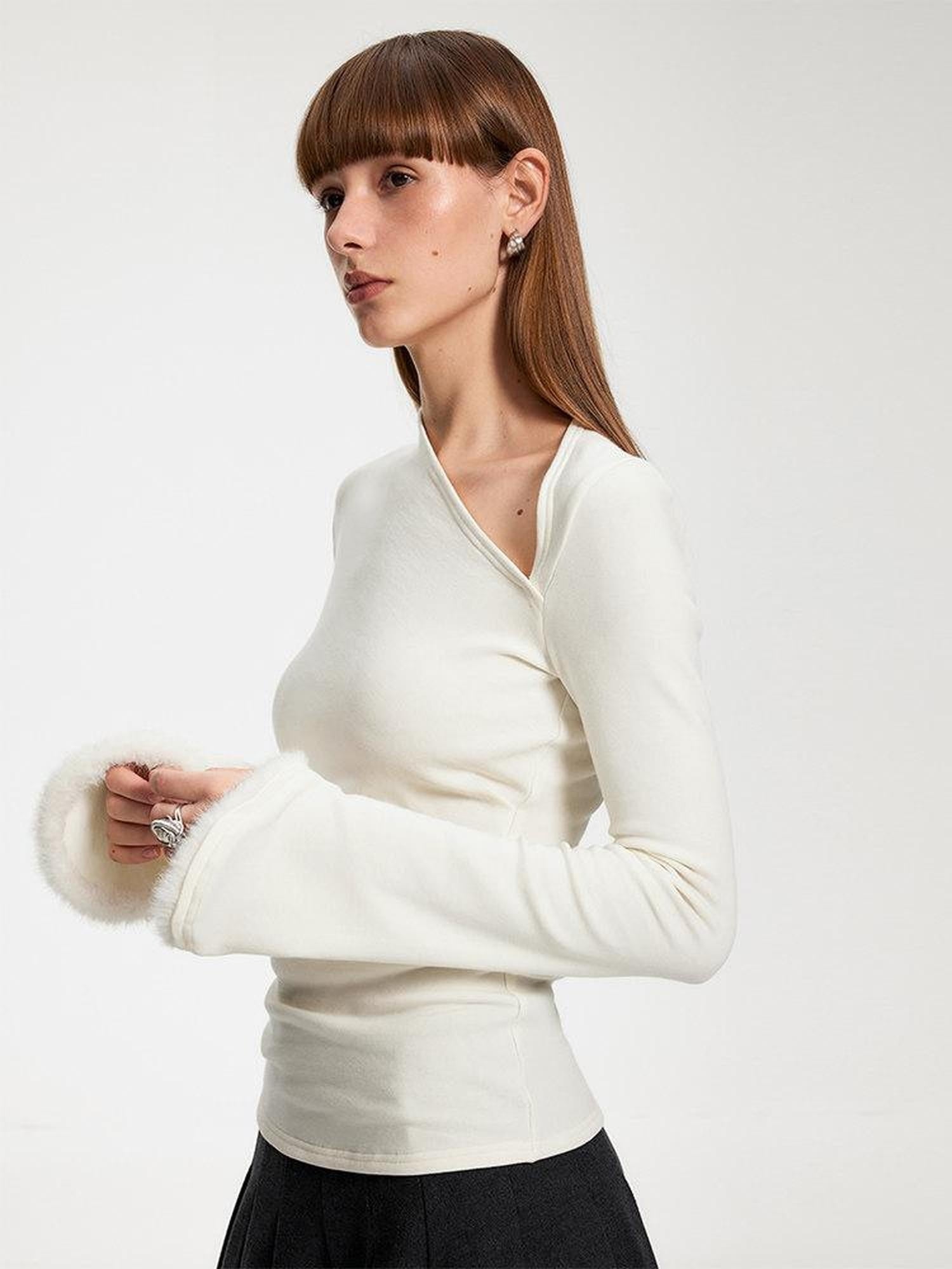 someonesometimes Elegant Office Pullover Regular Women Solid Cream Charcoal Knitwear Sweaters