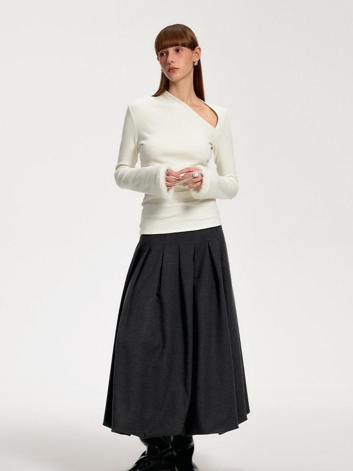 someonesometimes Elegant Office Pullover Regular Women Solid Cream Charcoal Knitwear Sweaters