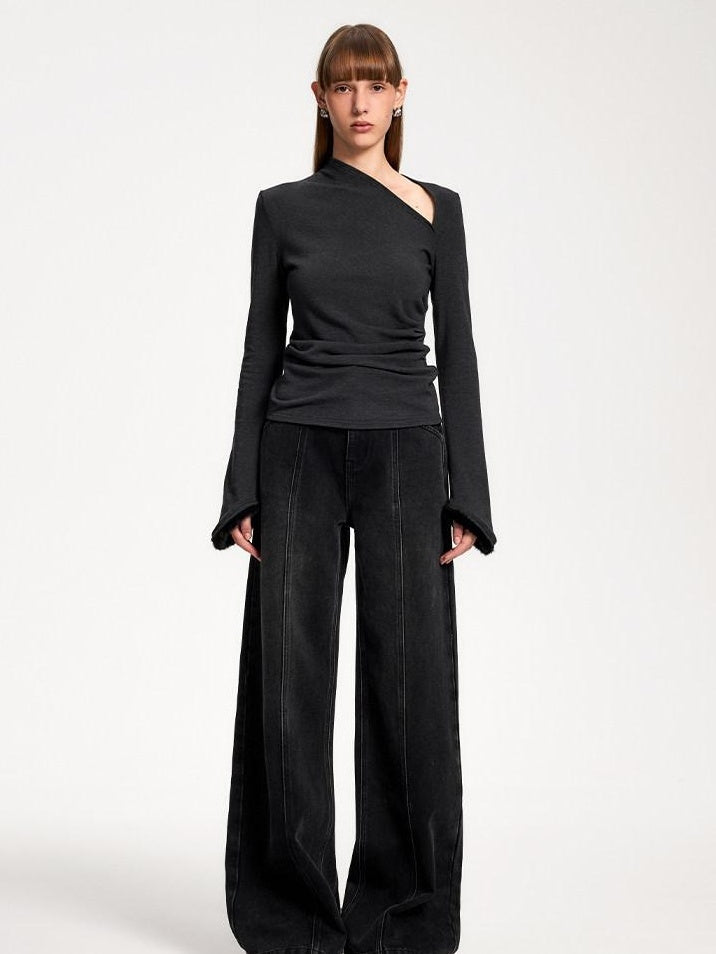 someonesometimes Elegant Office Pullover Regular Women Solid Cream Charcoal Knitwear Sweaters