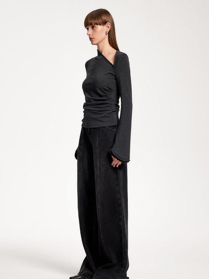 someonesometimes Elegant Office Pullover Regular Women Solid Cream Charcoal Knitwear Sweaters
