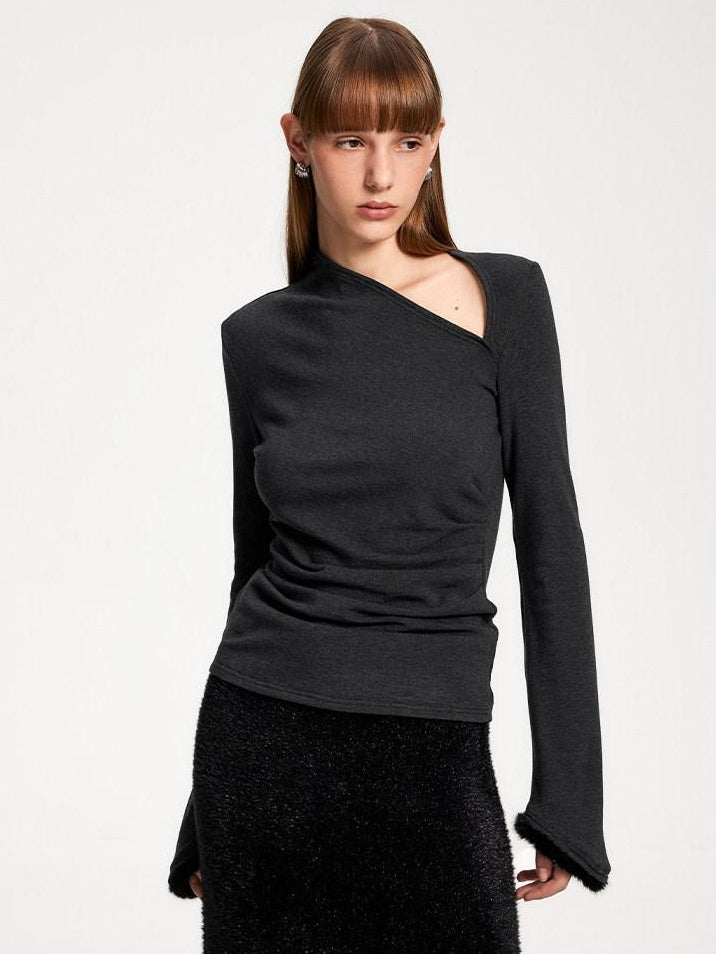 someonesometimes Elegant Office Pullover Regular Women Solid Cream Charcoal Knitwear Sweaters