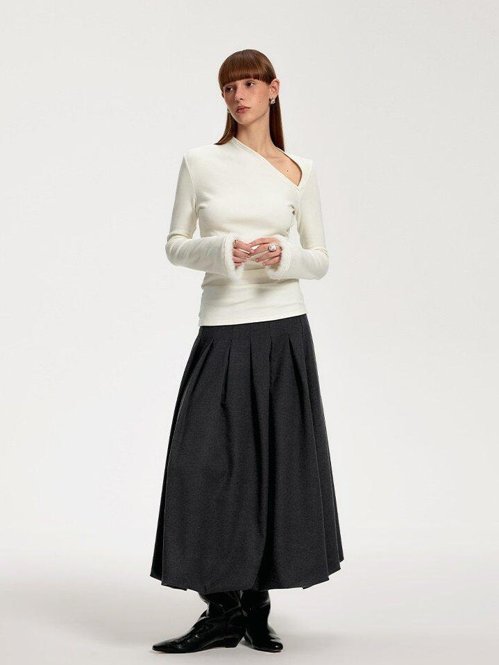 someonesometimes Elegant Office Pullover Regular Women Solid Cream Charcoal Knitwear Sweaters