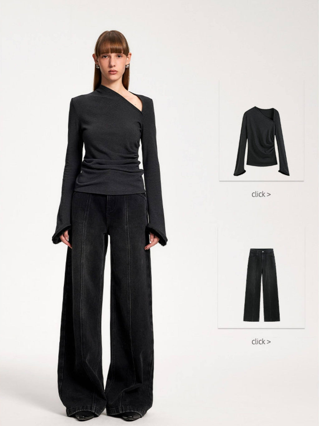 someonesometimes Elegant Office Pullover Regular Women Solid Cream Charcoal Knitwear Sweaters