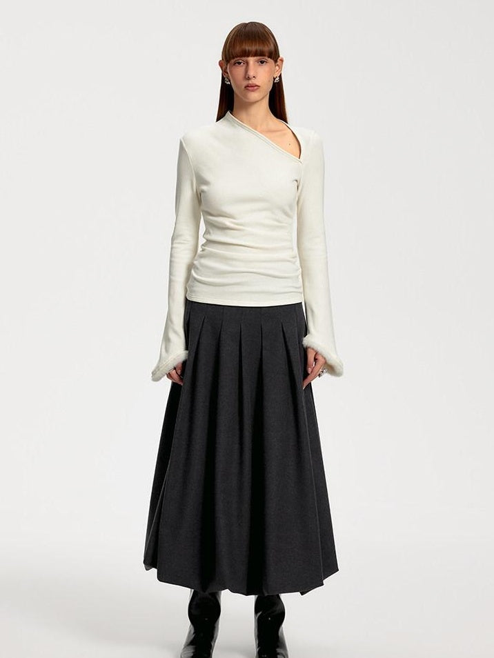 someonesometimes Elegant Office Pullover Regular Women Solid Cream Charcoal Knitwear Sweaters