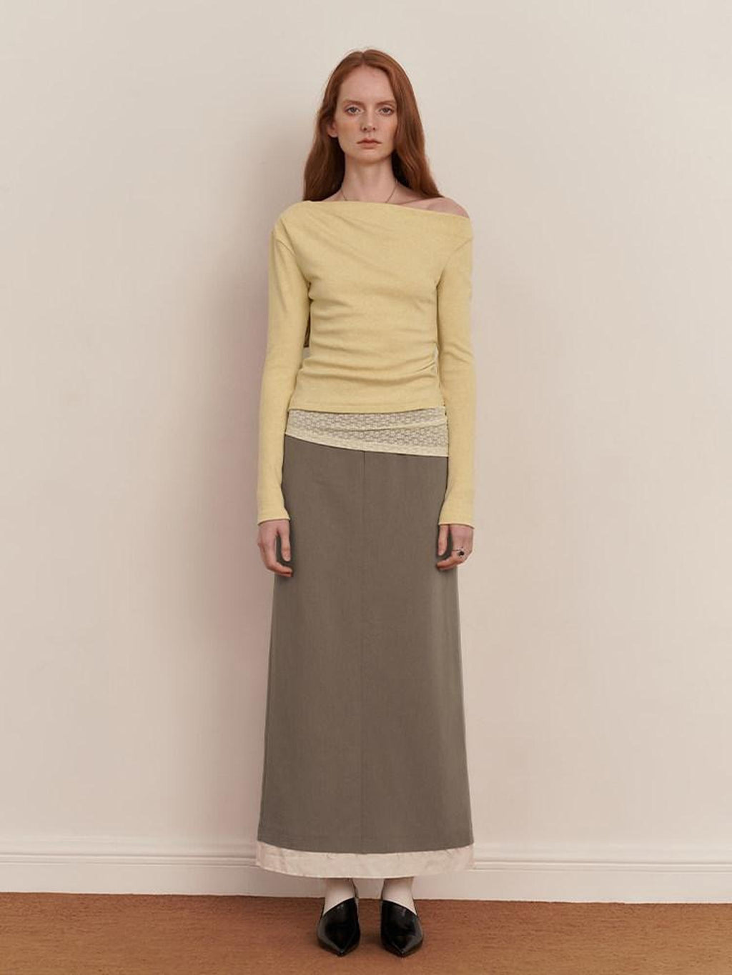 someonesometimes Elegant Patchwork Low Waist H Shape Straight Camel Women Daily Midi Skirts