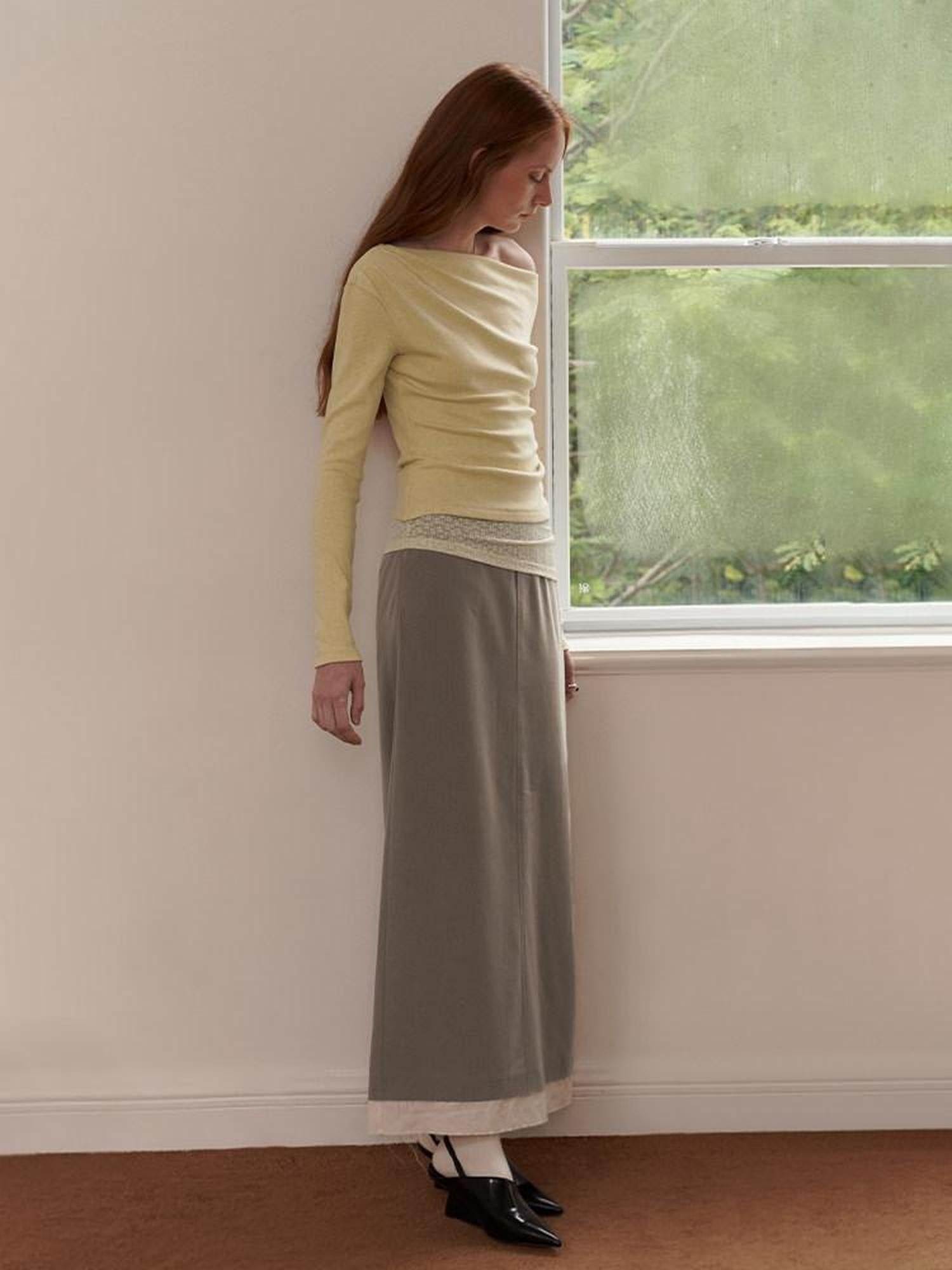 someonesometimes Elegant Patchwork Low Waist H Shape Straight Camel Women Daily Midi Skirts