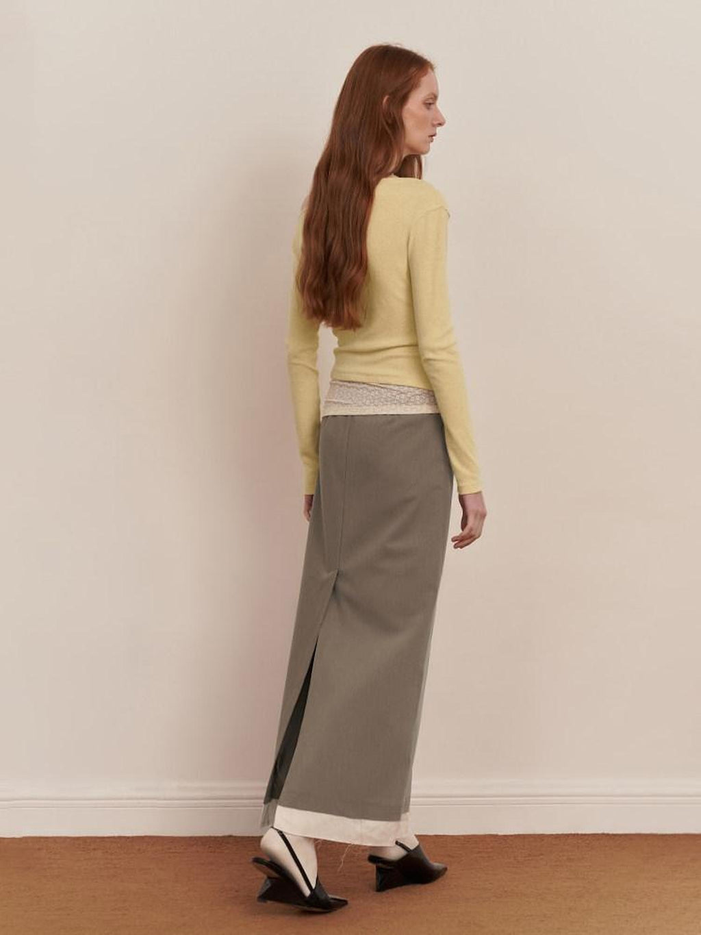 someonesometimes Elegant Patchwork Low Waist H Shape Straight Camel Women Daily Midi Skirts
