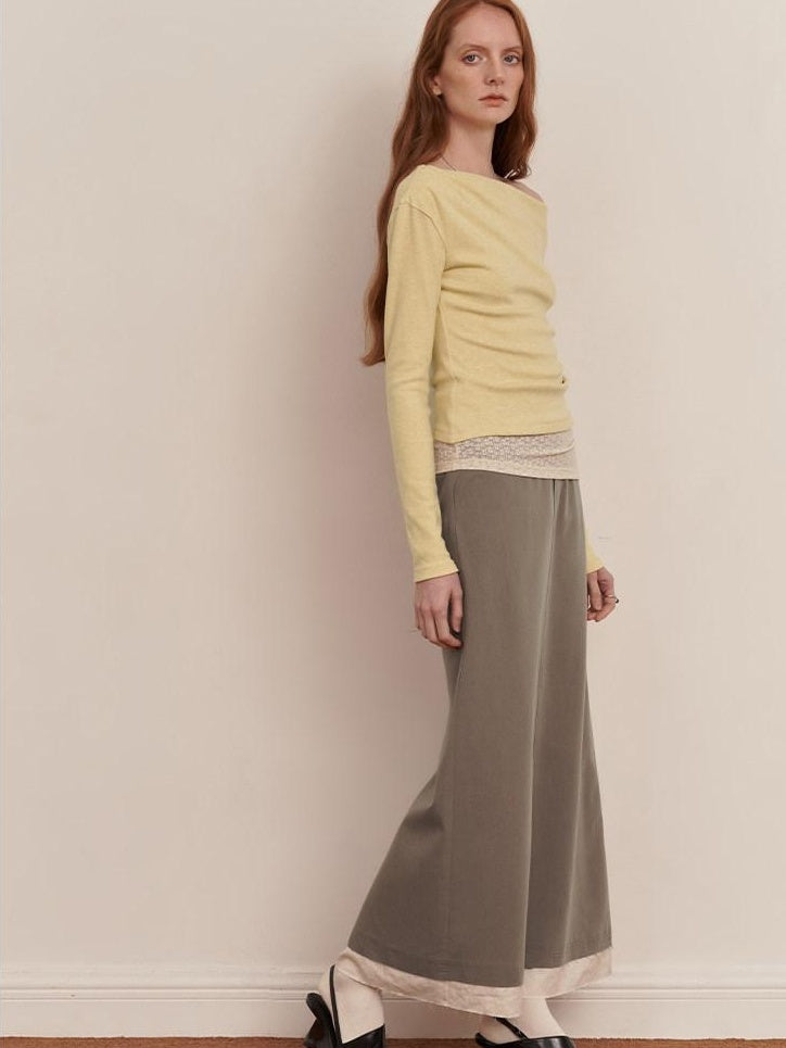 someonesometimes Elegant Patchwork Low Waist H Shape Straight Camel Women Daily Midi Skirts