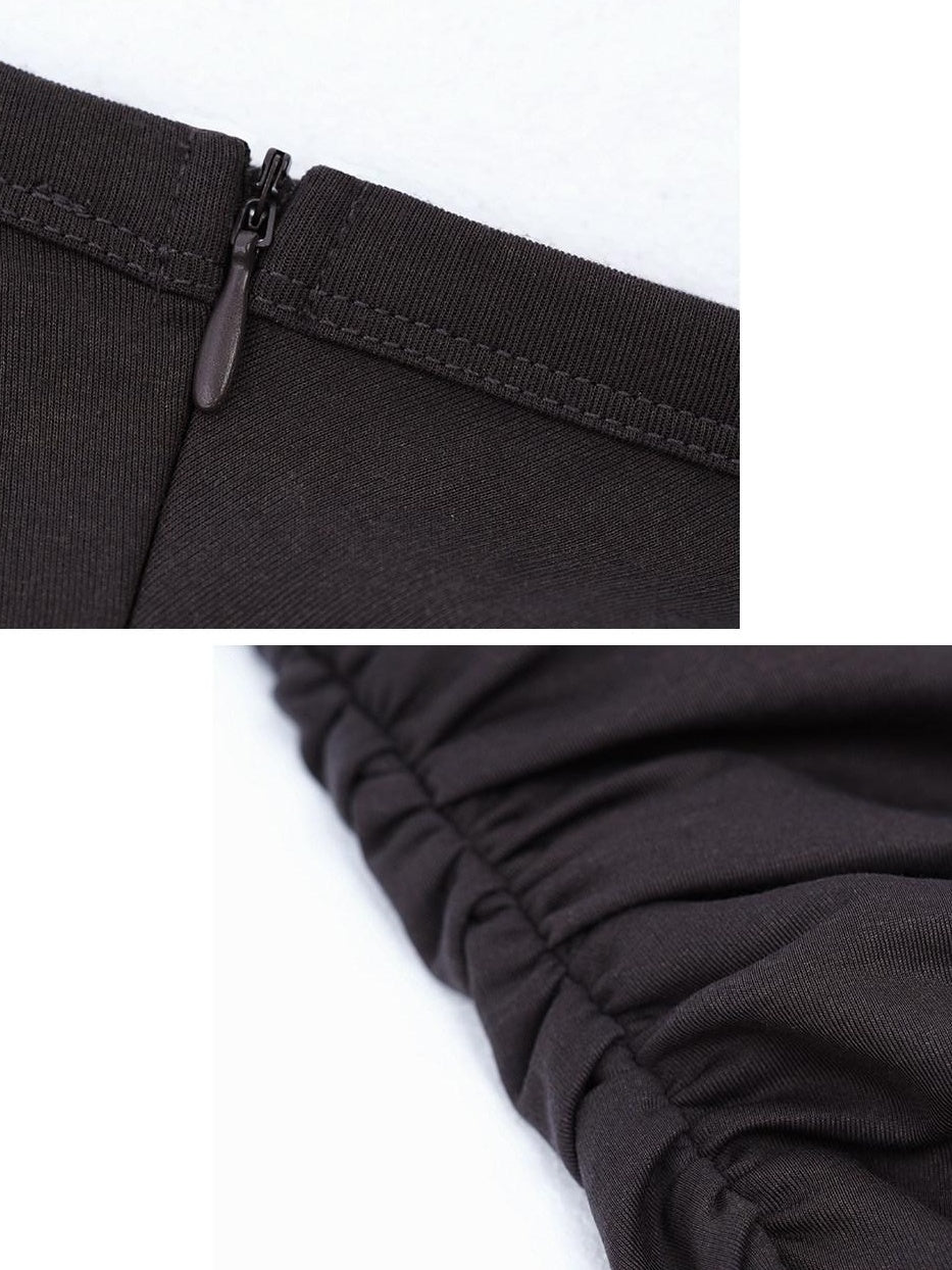someonesometimes Flattering High Waist Paneling Mermaid Silhouette Black Cotton Maxi Skirts