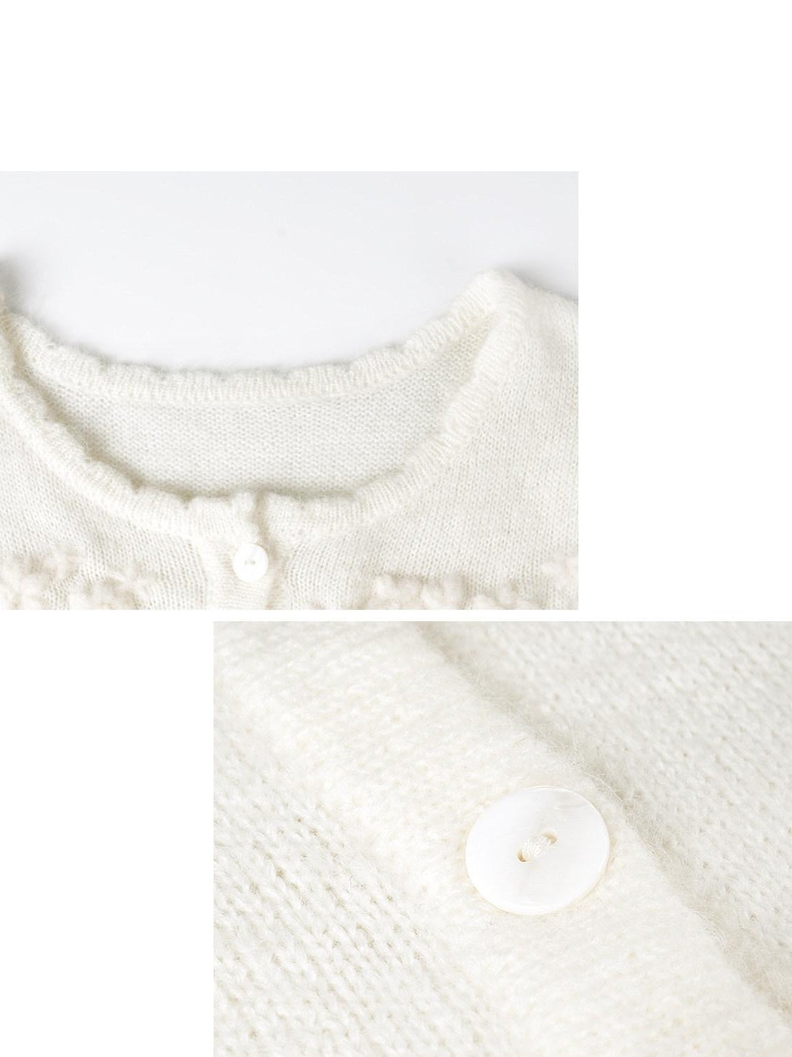 someonesometimes Hand Crocheted Wool Blend Floral Scallop Edge Round Neck Women Cardigans