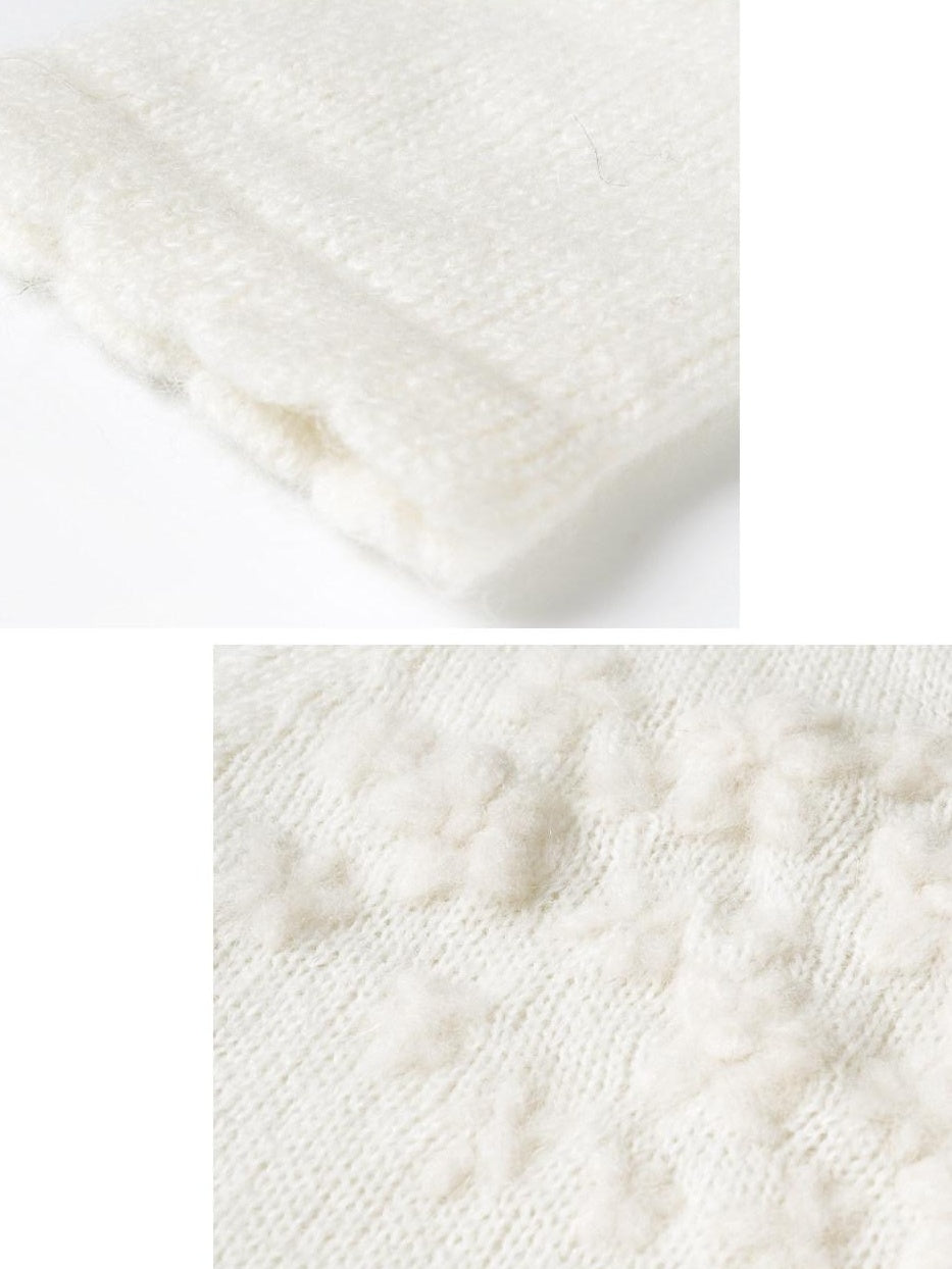 someonesometimes Hand Crocheted Wool Blend Floral Scallop Edge Round Neck Women Cardigans