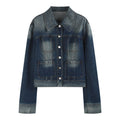 someonesometimes_High_Cotton_Denim_Blue_Long_Sleeve_Collared_Buttoned_Women_Top_&_Skirt_Sets_MISSTT