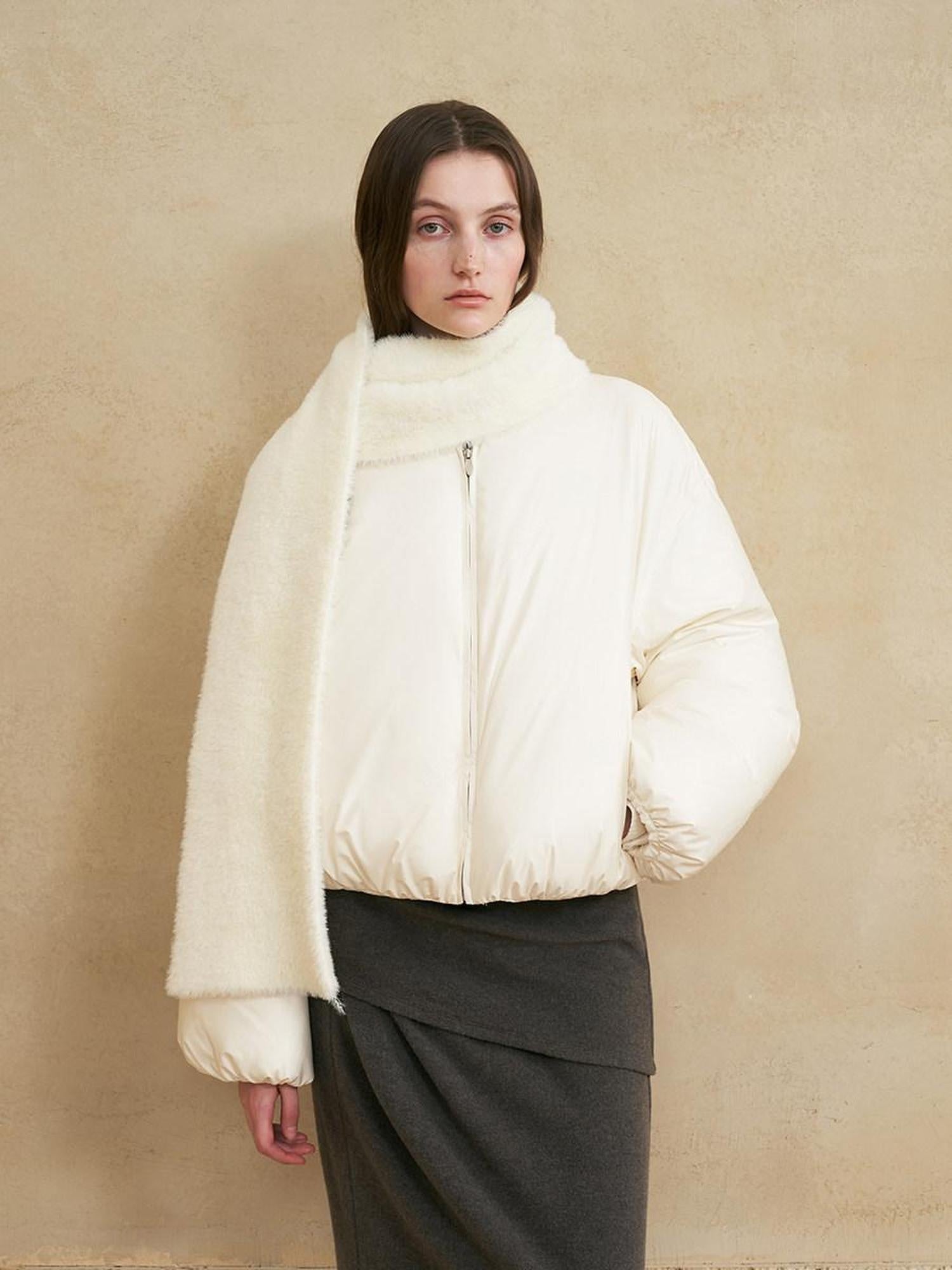 someonesometimes High Fill 90 Percent White Duck Down Slim V-neck Commuter Puffer Jackets