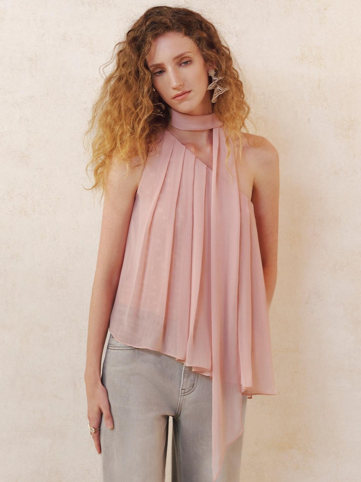 someonesometimes High Stretch Asymmetrical Patchwork Halter Loose Women Polyester Tank Tops