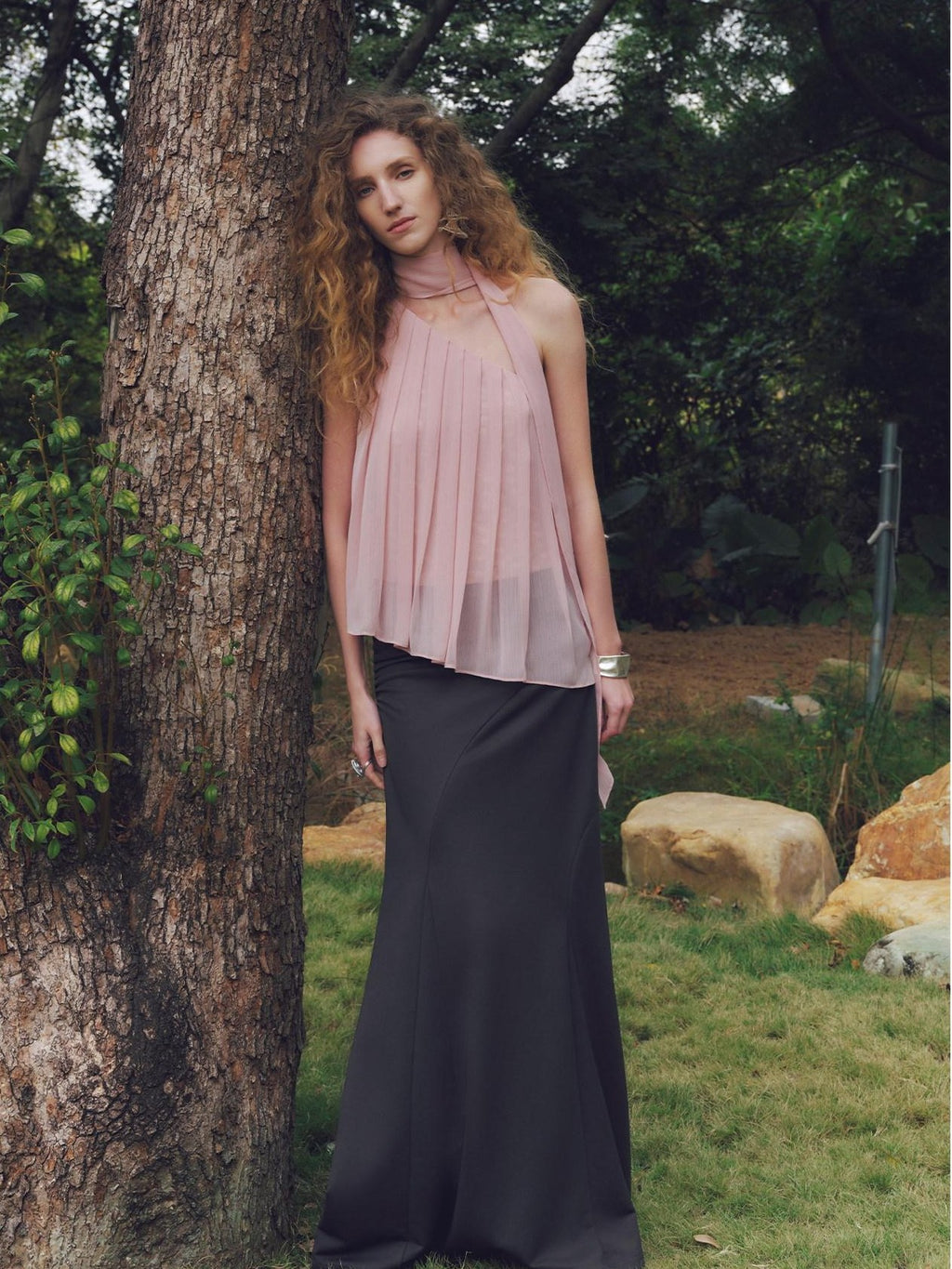 someonesometimes High Stretch Asymmetrical Patchwork Halter Loose Women Polyester Tank Tops